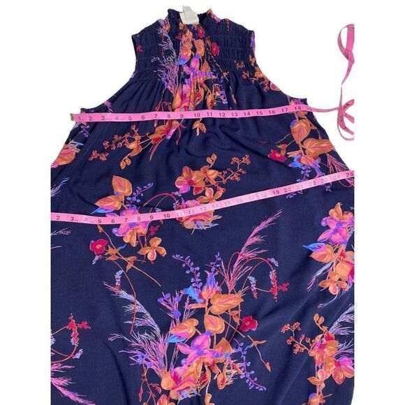 A NEW DAY AND Blue Floral Mock Neck‎ Smocked Maxi Dress Sz XS - Picture 7 of 8